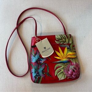 Anuschka Island Escape Multicolor Tropical Crossbody Bag Hand painted Purse NWT